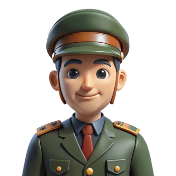 stunning timeless Soldier in uniform, NO BACKGROUND with Transparent Background. png