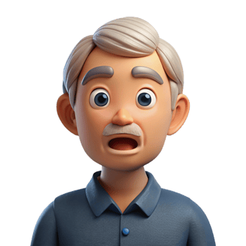 signature creative Confused elderly man, portrait, NO BACKGROUND with Transparent Background. perfect clarity png