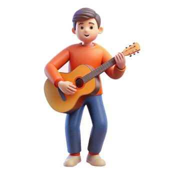 rare elegant Musician, playing guitar, NO BACKGROUND with Transparent Background. original png