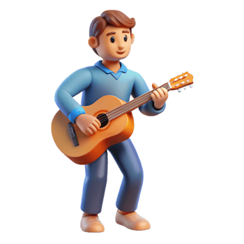 pristine unforgettable Musician, playing guitar, NO BACKGROUND with Transparent Background. png