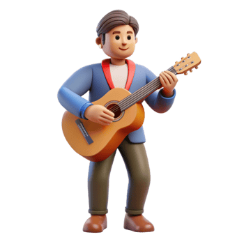 sought-after renaissance Musician, playing guitar, NO BACKGROUND with Transparent Background. detailed png