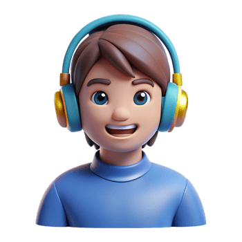 reflective immaculate Gamer, wearing headphones, NO BACKGROUND with Transparent Background. premium png