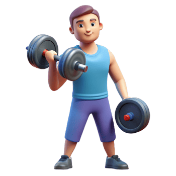 serene minimalist Man, lifting weights, NO BACKGROUND with Transparent Background. professional png