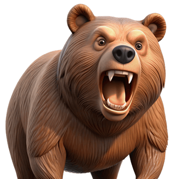 timeless urban A roaring grizzly bear, NO BACKGROUND with Transparent Background. handcrafted png