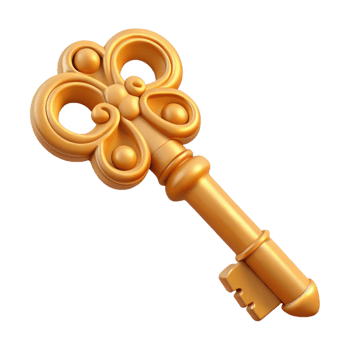 remarkable avant-garde A magical key with intricate carvings. NO BACKGROUND with Transparent Background. luxury png