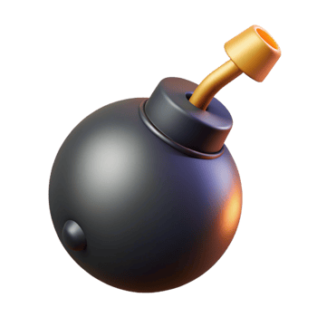 sought-after contemporary A stylized, cartoon bomb with a lit fuse. NO BACKGROUND with Transparent Background. masterfully captured png