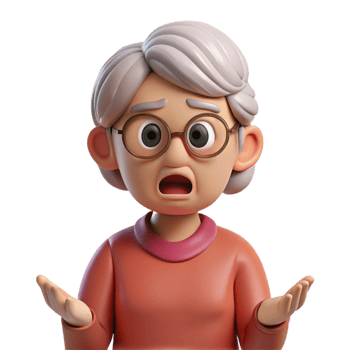 gorgeous coveted Confused elderly woman with glasses, NO BACKGROUND with Transparent Background. png