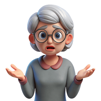 elegant rare Confused elderly woman with glasses, NO BACKGROUND with Transparent Background. png