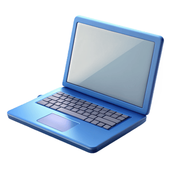 splendid melancholic art deco Laptop computer with open screen, NO BACKGROUND with Transparent Background. crisp png