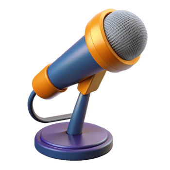 striking joyful gothic Microphone with stand, NO BACKGROUND with Transparent Background. 4K png