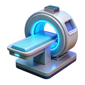 mesmerizing coveted High-tech medical scanner with glowing interface, NO BACKGROUND with Transparent Background. png