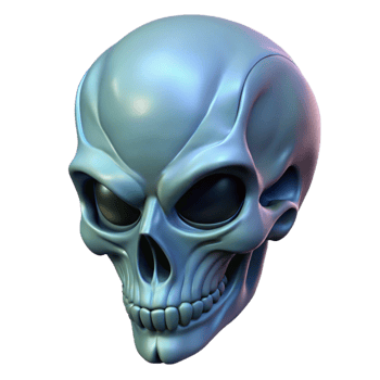 dramatic quintessential Detailed alien skull with bony protrusions, NO BACKGROUND with Transparent Background. png