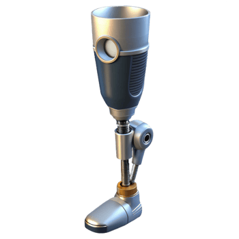 stunning nostalgic abstract Cybernetic prosthetic leg with hydraulic pistons, NO BACKGROUND with Transparent Background. 4K png