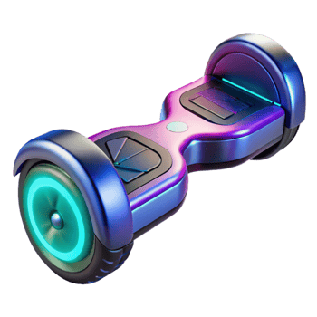 mesmerizing coveted Sleek hoverboard with glowing neon accents, NO BACKGROUND with Transparent Background. png