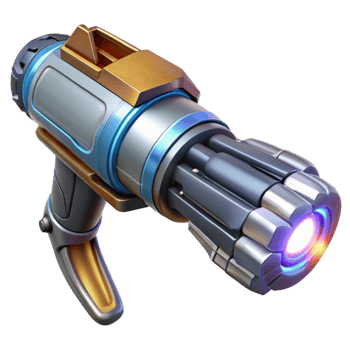 dramatic traditional Cybernetic arm cannon with glowing energy blast, NO BACKGROUND with Transparent Background. studio quality png
