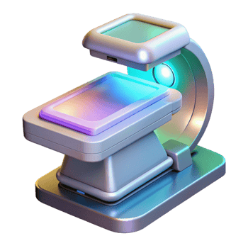 magnificent coveted High-tech medical scanner with holographic interface, NO BACKGROUND with Transparent Background. png