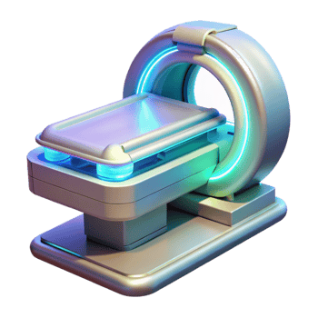 timeless minimalist High-tech medical scanner with holographic interface, NO BACKGROUND with Transparent Background. precision png