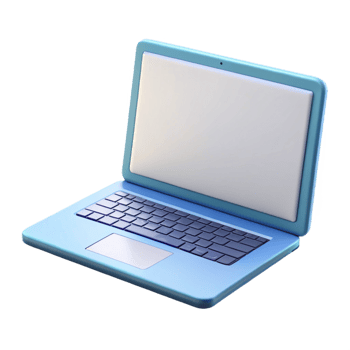 exquisite joyful classic Laptop with blank white screen NO BACKGROUND with Transparent Background. high quality png