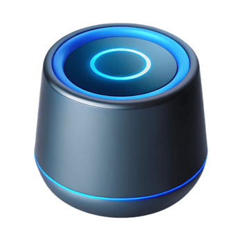 memorable tropical Smart speaker with glowing blue ring NO BACKGROUND with Transparent Background. precision png
