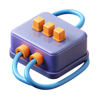 iconic modern Network switch with ethernet cables NO BACKGROUND with Transparent Background. gallery standard png