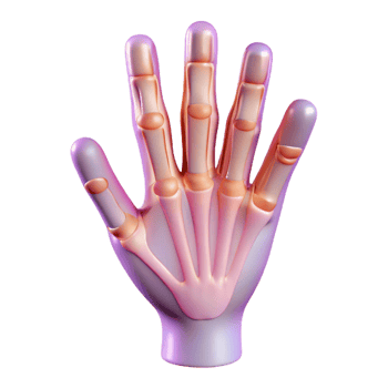 harmonious radiant X-ray image of a human hand NO BACKGROUND with Transparent Background. refined png
