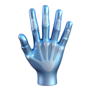 stunning quintessential X-ray image of a human hand NO BACKGROUND with Transparent Background. png