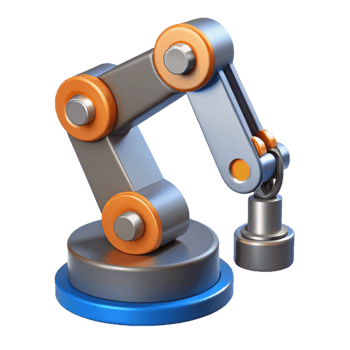 calm hypnotic Robot arm with gripper NO BACKGROUND with Transparent Background. high resolution png