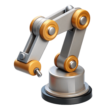 intense stunning Robot arm with gripper NO BACKGROUND with Transparent Background. studio quality png