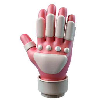 picturesque playful vintage 3D printed prosthetic hand NO BACKGROUND with Transparent Background. 4K png