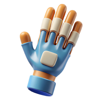 wonderful bohemian 3D printed prosthetic hand NO BACKGROUND with Transparent Background. fine detail png