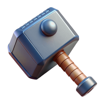 extraordinary organic Mjolnir, Thor's hammer, NO BACKGROUND with Transparent Background. studio quality png