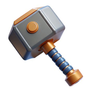 splendid energetic bohemian Thor's Hammer, Mjolnir, Norse mythology, NO BACKGROUND with Transparent Background. sharp png