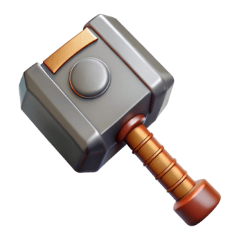 vibrant exemplary Thor's Hammer, Mjolnir, Norse mythology, NO BACKGROUND with Transparent Background. png