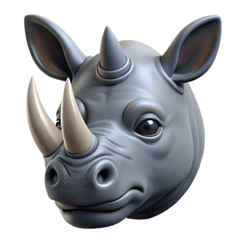 serene baroque A powerful rhinoceros, head shot. NO BACKGROUND with Transparent Background. artisan png
