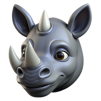 vibrant ethereal organic A powerful rhinoceros, head shot. NO BACKGROUND with Transparent Background. 4K png