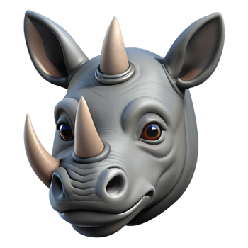 dazzling exceptional A powerful rhinoceros, head shot. NO BACKGROUND with Transparent Background. png
