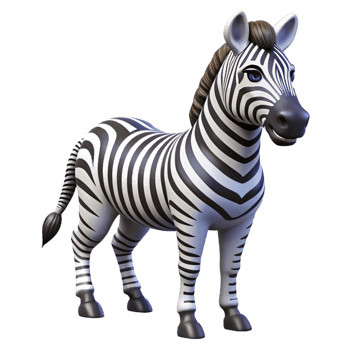 radiant romantic tropical A striking zebra with bold stripes. NO BACKGROUND with Transparent Background. studio quality png