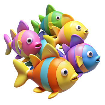 magnificent exemplary A school of colorful tropical fish. NO BACKGROUND with Transparent Background. png