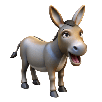 picturesque dramatic modern A donkey braying. NO BACKGROUND with Transparent Background. original png