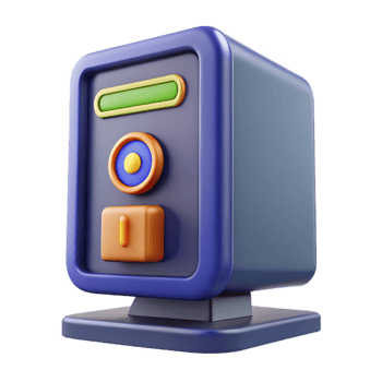 hypnotic tranquil surreal Desktop computer tower with power button NO BACKGROUND with Transparent Background. ultra HD png