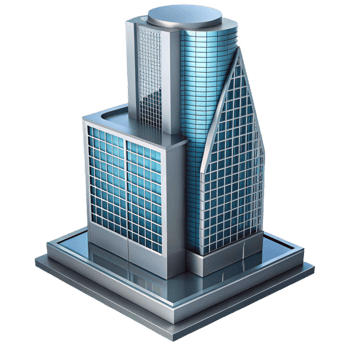 glorious abstract Modern skyscraper, glass and steel, NO BACKGROUND with Transparent Background. precision png