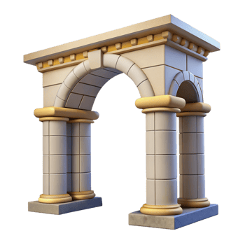 vibrant inspired Stone archway, Roman style, NO BACKGROUND with Transparent Background. png