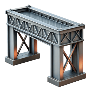 whimsical elegant Steel bridge girder, industrial, NO BACKGROUND with Transparent Background. flawless png