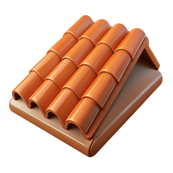 whimsical dazzling Roof tile, terracotta, NO BACKGROUND with Transparent Background. artisan png