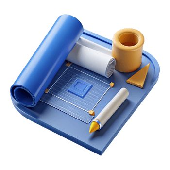 serene harmonious geometric Blueprint roll, architectural drawing, NO BACKGROUND with Transparent Background. 8K png