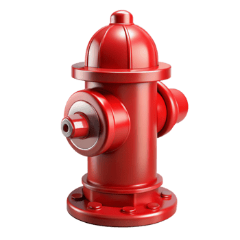 immaculate energetic minimalist Fire hydrant, red, metal, NO BACKGROUND with Transparent Background. museum quality png