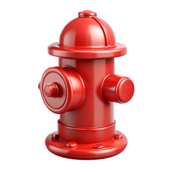 acclaimed art deco Fire hydrant, red, metal, NO BACKGROUND with Transparent Background. original png