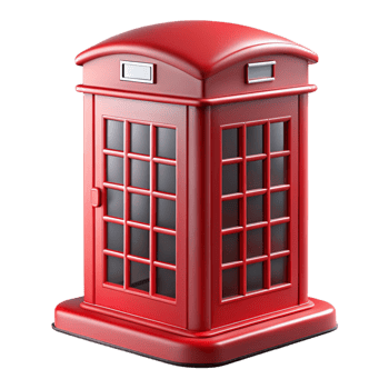 magnificent ethereal baroque Telephone booth, red, British style, NO BACKGROUND with Transparent Background. sharp png
