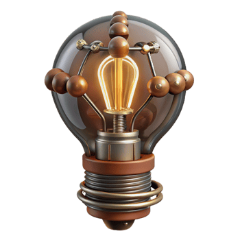 serene notable Steampunk lightbulb with visible filaments and intricate wiring. NO BACKGROUND with Transparent Background. png