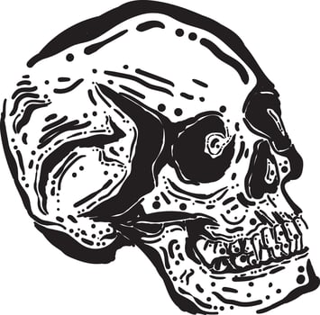 Skull face illustration - black color - skull face made from manual drawing - abstract ekspressionist style - for logo, elements, symbol or your template design vector